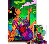 Puzzle da 1000 pezzi "Donna in kimono che fuma la pipa" per adulti,gioco per migliorare la memoria,taglio di qualità professionale,attività di gruppo emozionante (50x75cm)