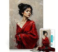 Puzzle da 1000 pezzi "Donna in kimono rosso" per adolescenti,gioco cognitivo,incastro perfetto,compatto,divertente per il tempo di gioco in famiglia (38x52cm)