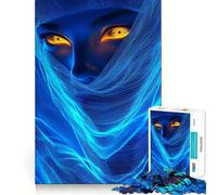 Puzzle da 1000 pezzi "Donna misteriosa con velo blu" per adulti, gioco di logica, rilassante e divertente, con taglio perfetto, regalo elegante (50x75cm)