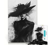 Puzzle da 1000 pezzi "Donna misteriosa in nero" per adulti, gioco di logica, rilassante e divertente, con tagli perfetti, regalo elegante (50x75cm)