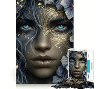 Puzzle da 1000 pezzi Donna mistica con ornamenti floreali per adulti, stimolante per la mente, ideale per momenti di relax, con bordi precisi, (38x26cm)