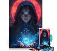Puzzle da 1000 pezzi "Donna mistica con sfera e luna" per adulti, gioco di logica e rilassamento, bordi affilati, regalo di alta qualità (38x52cm)