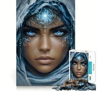Puzzle da 1000 pezzi "Donna mistica dagli occhi azzurri" per adulti e ragazzi, gioco di logica, divertimento rilassante, bordi netti, regalo memorabile (38x26cm)