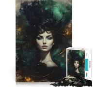 Puzzle da 1000 pezzi Donna mistica dagli occhi azzurri per adulti e ragazzi, gioco di logica, relax, taglio di precisione, (38x52cm)