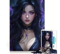 Puzzle da 1000 pezzi "Donna mistica dagli occhi viola" per adolescenti, gioco per allenare la mente, divertente e rilassante, oggetto da collezione (38x26cm)