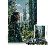 Puzzle da 1000 pezzi "Donna post-apocalittica in città" per adulti, stimolante per la memoria, passatempo casalingo, immagine da assemblare, decorazione murale (50x75cm)