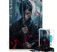Puzzle da 1000 pezzi "Donna samurai sotto la pioggia" per adolescenti, ideale per migliorare la memoria, rilassarsi e giocare, con bordi precisi Regalo creativo (38x52cm)