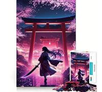 Puzzle da 1000 pezzi Donna samurai tra i ciliegi in fiore per ragazzi, gioco di logica, attività per tutta la famiglia, taglio di qualità, (50x75cm)