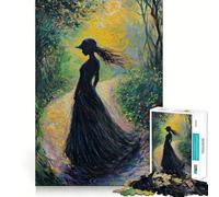 Puzzle da 1000 pezzi "Donna su sentiero nel bosco" esercizio mentale divertente,pezzi che si incastrano perfettamente,un modo coinvolgente per trascorrere il tempo libero (50x75cm)