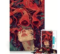Puzzle da 1000 pezzi "Donna surreale con viticci rossi" per adolescenti, ideale per stimolare la memoria e il tempo libero, con bordi puliti e un regalo delizioso 38x26cm