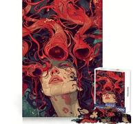Puzzle da 1000 pezzi "Donna surreale con viticci rossi" per adolescenti, ideale per stimolare la memoria e il tempo libero, con bordi puliti e un regalo delizioso 38x26cm