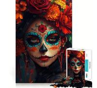 Puzzle da 1000 pezzi "Donna Teschio di Zucchero" per adolescenti, gioco di logica, antistress, taglio preciso, regalo artistico 38x26cm