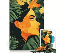 Puzzle da 1000 pezzi "Donna tra la vegetazione tropicale" per adulti,stimolante per la mente,con pezzi precisi e facili da incastrare,ideale per un'attività di gruppo rilassante al chiuso (38x26cm)