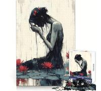 Puzzle da 1000 pezzi "Donna tra le ninfee" per adolescenti, stimolante per la mente, per una fuga consapevole, con bordi definiti, regalo stagionale (38x52cm)