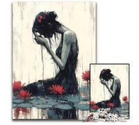 Puzzle da 1000 pezzi "Donna tra le ninfee" per adulti puzzle in legno gioco interattivo per famiglie regalo artigianale con opere d'arte colorate 1000 pezzi (38x26 cm)