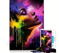 Puzzle da 1000 pezzi "Donna tra schizzi di colore" - Divertimento e allenamento mentale - Pezzi precisi e facili da incastrare - Un hobby affascinante per i momenti di svago (38x52cm)
