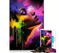 Puzzle da 1000 pezzi "Donna tra schizzi di colore",gioco di logica e allenamento mentale,incastro perfetto,senza spazi vuoti,sfida interattiva per la mente a casa (50x75cm)