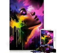 Puzzle da 1000 pezzi "Donna tra schizzi di colore" per adulti, stimolante per la mente, rilassante e divertente, con bordi uniformi, un regalo premuroso (38x52cm)