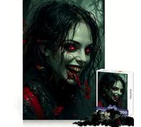 Puzzle da 1000 pezzi "Donna vampira dagli occhi rossi" per adolescenti, ideale per un gioco rilassante e piacevole, con taglio uniforme e come regalo di Natale (50x75cm)