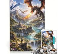 Puzzle da 1000 pezzi "Draghi leggendari sulla valle mistica" gioco rilassante attività intellettuale decompressiva collezione d'artista belle arti 50x75cm