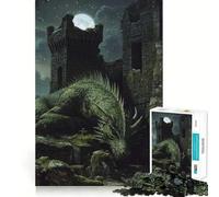 Puzzle da 1000 pezzi "Drago addormentato tra le rovine del castello" per ragazzi, gioco stimolante e divertente, ideale per Natale 50x75cm