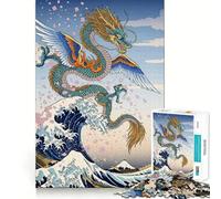 Puzzle da 1000 pezzi "Drago Alato Grande Onda" per ragazzi,stimolante per la mente,ad incastro perfetto,senza spazi vuoti,ideale per attività di gruppo rilassanti in casa (38x26cm)