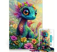 Puzzle da 1000 pezzi "Drago Arcobaleno in un Campo di Fiori" per Adolescenti, Gioco per Esercizi Mentali, Design Rilassante, Assemblaggio, Regalo Prezioso (50x75cm)