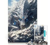 Puzzle da 1000 pezzi "Drago bianco con occhio blu" per ragazzi,divertente da giocare,con incastro perfetto e senza spazi vuoti,ideale per il divertimento in famiglia (50x75cm)
