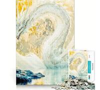 Puzzle da 1000 pezzi "Drago Bianco Fantasy" per adulti,gioco di logica e divertimento mentale con tecnologia di taglio laser avanzata,sfida divertente per ingannare il tempo (50x75cm)