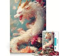 Puzzle da 1000 pezzi "Drago Bianco in Fiore" Gioco di concentrazione Artigianato di taglio professionale Hobby affascinante per i momenti di svago (50x75cm)