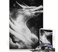 Puzzle da 1000 pezzi "Drago Bianco nello Spazio" per adolescenti, stimola la memoria, rilassa la mente, divertente, si incastra perfettamente, perfetto per Natale (38x52cm)