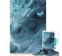 Puzzle da 1000 pezzi Drago Bianco Occhi Blu Taglio Perfetto Divertente,Gioco Rompicapo Cognitivo,Gioco per il Tempo Libero,Regalo Artistico di Natale 38x26cm