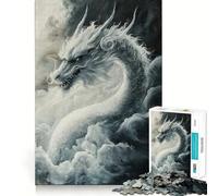 Puzzle da 1000 pezzi "Drago bianco tra le nuvole" per ragazzi,divertente da giocare,con incastri precisi e senza spazi vuoti,ideale per il divertimento in famiglia (38x26cm)