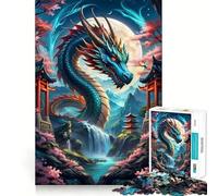 Puzzle da 1000 pezzi Drago Blu Arrabbiato Fantasia Taglio Esatto Gioco di Logica Gioco Rilassante,Decorazione Natalizia per la Casa 38x26cm