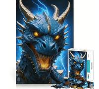 Puzzle da 1000 pezzi Drago blu con corna dorate Bordo fine Artigianale,Giocattolo creativo,Gioco per il tempo libero,Regalo di compleanno 50x75cm
