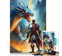 Puzzle da 1000 pezzi Drago Blu e Cavaliere Gioco di incastro preciso,stimola la logica,ideale per il tempo libero,regalo di compleanno divertente 38x26cm
