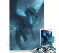 Puzzle da 1000 pezzi Drago blu in una giornata tempestosa, decorazione da parete, regalo di compleanno, compleanno e Natale 38x26cm
