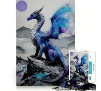 Puzzle da 1000 pezzi Drago Blu sulla Cima della Montagna Bordo Senza Giuntura Gioco divertente e stimolante,ideale per momenti di svago,regalo artistico di Natale 50x75cm