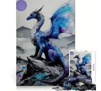 Puzzle da 1000 pezzi "Drago blu sulla cima della montagna" Stimola la capacità di concentrazione, svago e piacere, con chiusura di sicurezza, regalo di compleanno (38x26cm)