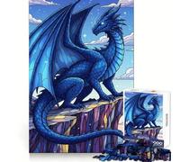 Puzzle da 1000 pezzi "Drago blu sulla cima di una montagna" stimolante per la mente, rilassante e divertente, con bordi lisci Un regalo perfetto (38x26cm)