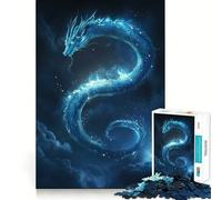 Puzzle da 1000 pezzi Drago blu tra le nuvole Bordo fine Artigianale,Giocattolo creativo,Gioco per il tempo libero,Regalo di compleanno 50x75cm