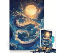 Puzzle da 1000 pezzi Drago Celeste sotto il cielo illuminato dalla luna Taglio preciso Divertente gioco di abilità mentale Gioco per il tempo libero Regalo festivo (38x52cm)