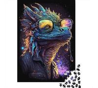 Puzzle da 1000 pezzi "Drago cosmico con gli occhiali" per adulti e adolescenti, regalo di Halloween per adolescenti, uomo e donna, 1000 pezzi (38x26 cm)