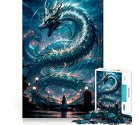 Puzzle da 1000 pezzi Drago d'acqua blu fantasy Taglio accurato Arte,Gioco stimolante per la mente,Gioco facile da giocare,Regalo di compleanno per la mente 50x75cm