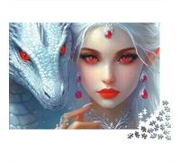 Puzzle da 1000 pezzi "Drago Fantasy" con ragazza dagli occhi rossi e drago, gioco educativo per adulti, decorazione per la casa, sfida di alta difficoltà, regalo di compleanno, 52x38 cm.