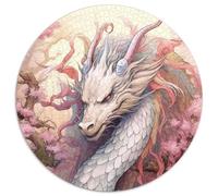 Puzzle da 1000 pezzi Drago giapponese Ciliegia 1000 pezzi per adulti Puzzle rotondo Rompicapo Gioco per adolescenti, regalo perfetto per le vacanze 67,5x67,5 cm