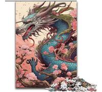 Puzzle da 1000 pezzi, drago giapponese, ciliegia, puzzle impegnativi per adolescenti, giochi educativi per famiglie, regalo di decorazione per la casa (dimensioni 26x38cm)