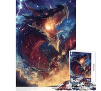 Puzzle da 1000 pezzi Drago infuocato nel cielo notturno Giocattoli antistress Ottimo regalo per giochi Gioco impossibile Allena il tuo cervello e le tue mani Dimensioni 38x26cm