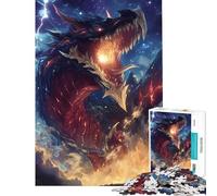 Puzzle da 1000 pezzi "Drago infuocato nel cielo notturno"sfida educativa divertente e spiritosa un giocattolo da parete per ragazzi dai 14 anni in su (38x26cm)