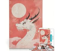 Puzzle da 1000 pezzi Drago Luna Bianca gioco interattivo allena la mente e la manualità compleanno e Natale 38x26cm